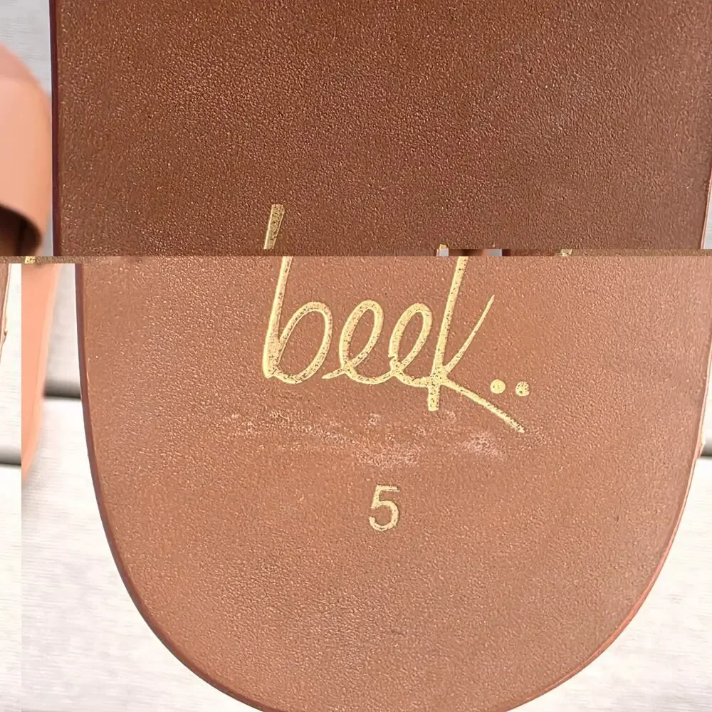 BEEK Gallito Womens Size 5 Brown Leather Slide Sandals Minimalist Flats